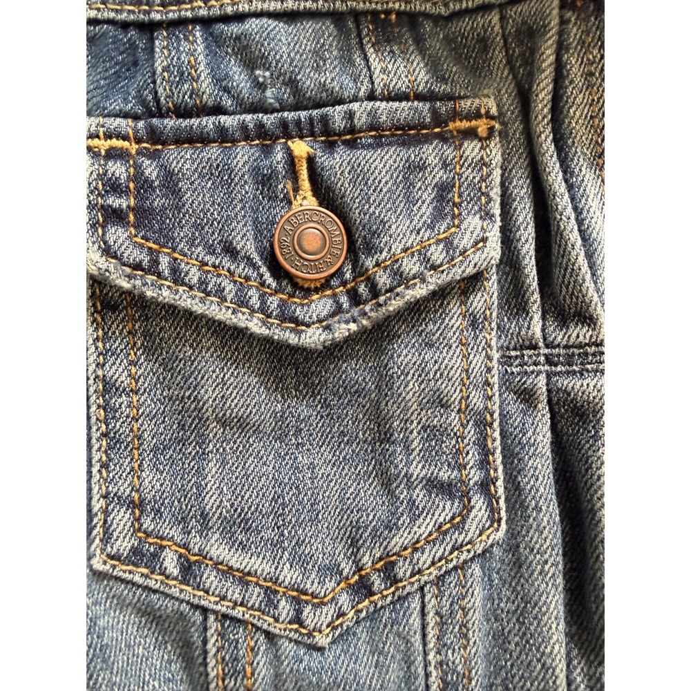 Abercrombie & Fitch Women's XS Classic Denim Trucker Jacket Medium Wash Y2K - Picture 7 of 8